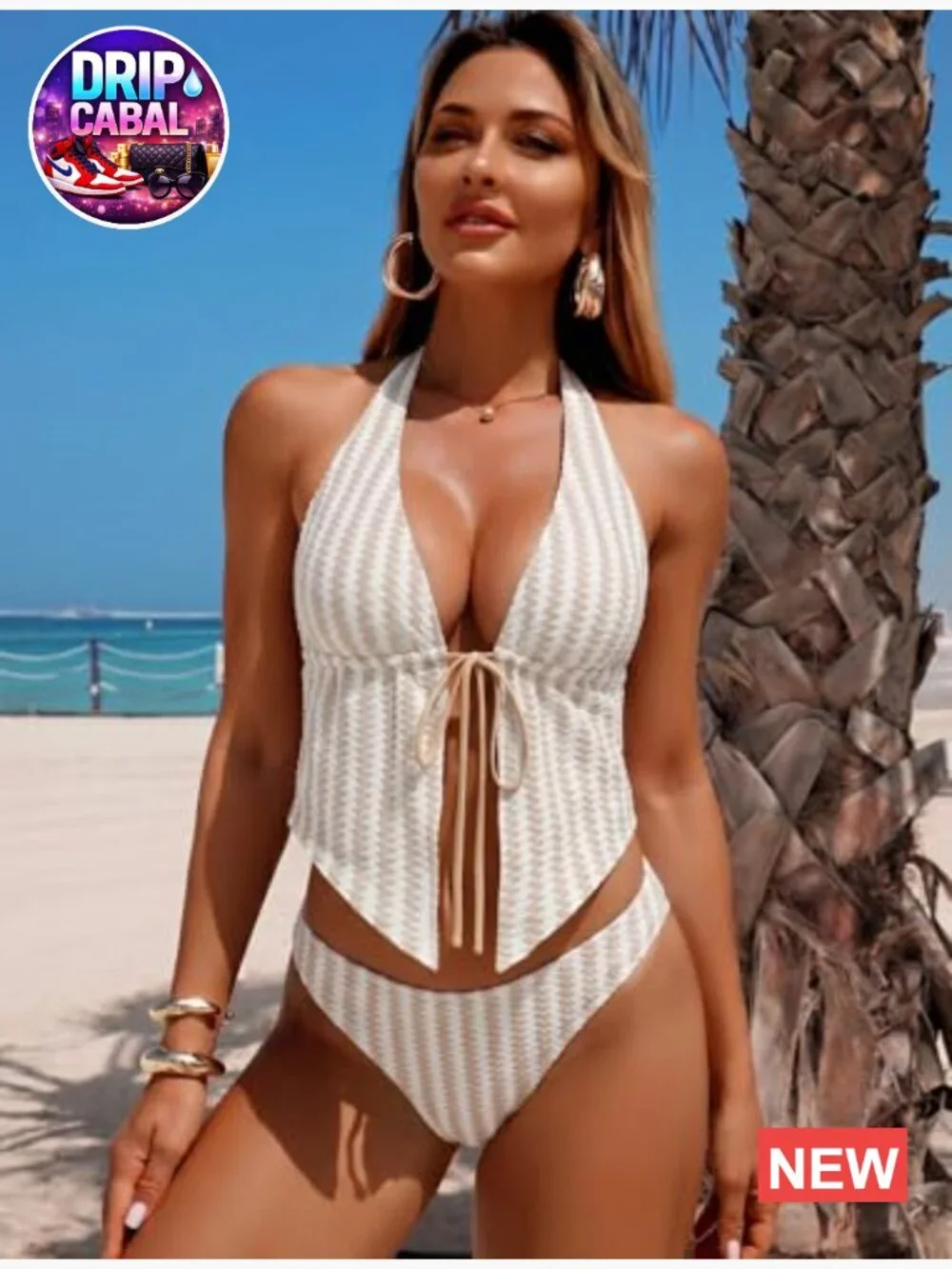 Halter V Neck Triangle 3 Piece Tankini Set with Shorts